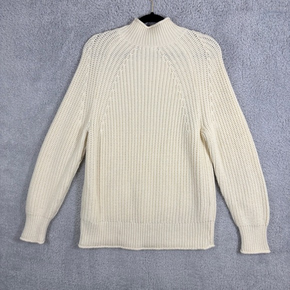 J. Crew Relaxed Rollneck Sweater Size XS Cream Shaker Knit Cotton Oversized - Picture 8 of 8